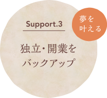 Support.3 独立・開業をバックアップ 夢を叶える